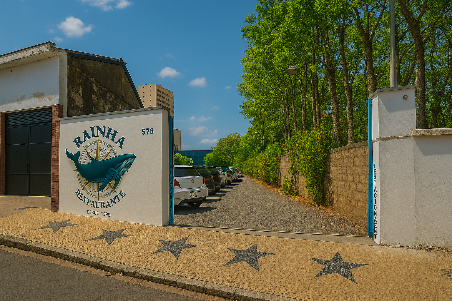 Estacionamento exclusivo e seguro disponível para clientes do Rainha Restaurante